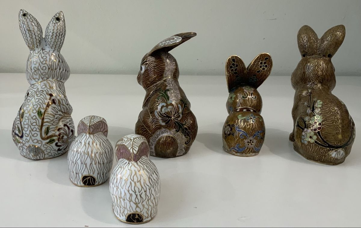 Figuren: Lot de 6 lapins cloisonnés chinois – Gebraucht aus rolle von Tontonjulot 1