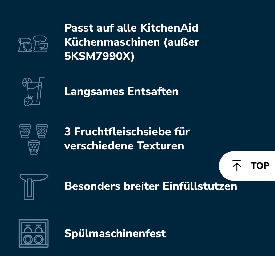 Kitchenaid Elettrodomestici da cucina: Kitchen Aid ENTSAFTER-VORSATZ  5KSM1JA – Usato da Zürich venduto da nicoleichholzer 7