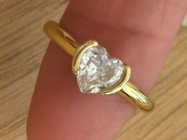 Luxus EleganteGr.18/8 Solitär Ring Farbe:Gold/Zirkonia Weiss