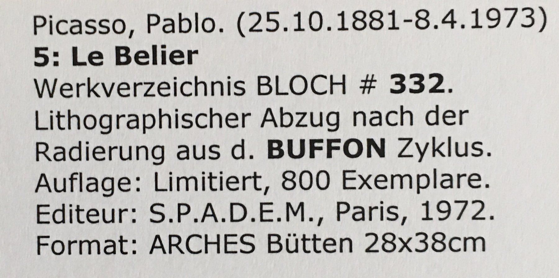 Grafiken & Lithographien: Pablo Picasso   Buffon  "Le Belier" – Gebraucht aus Nennigkofen von Sommersonnen 7