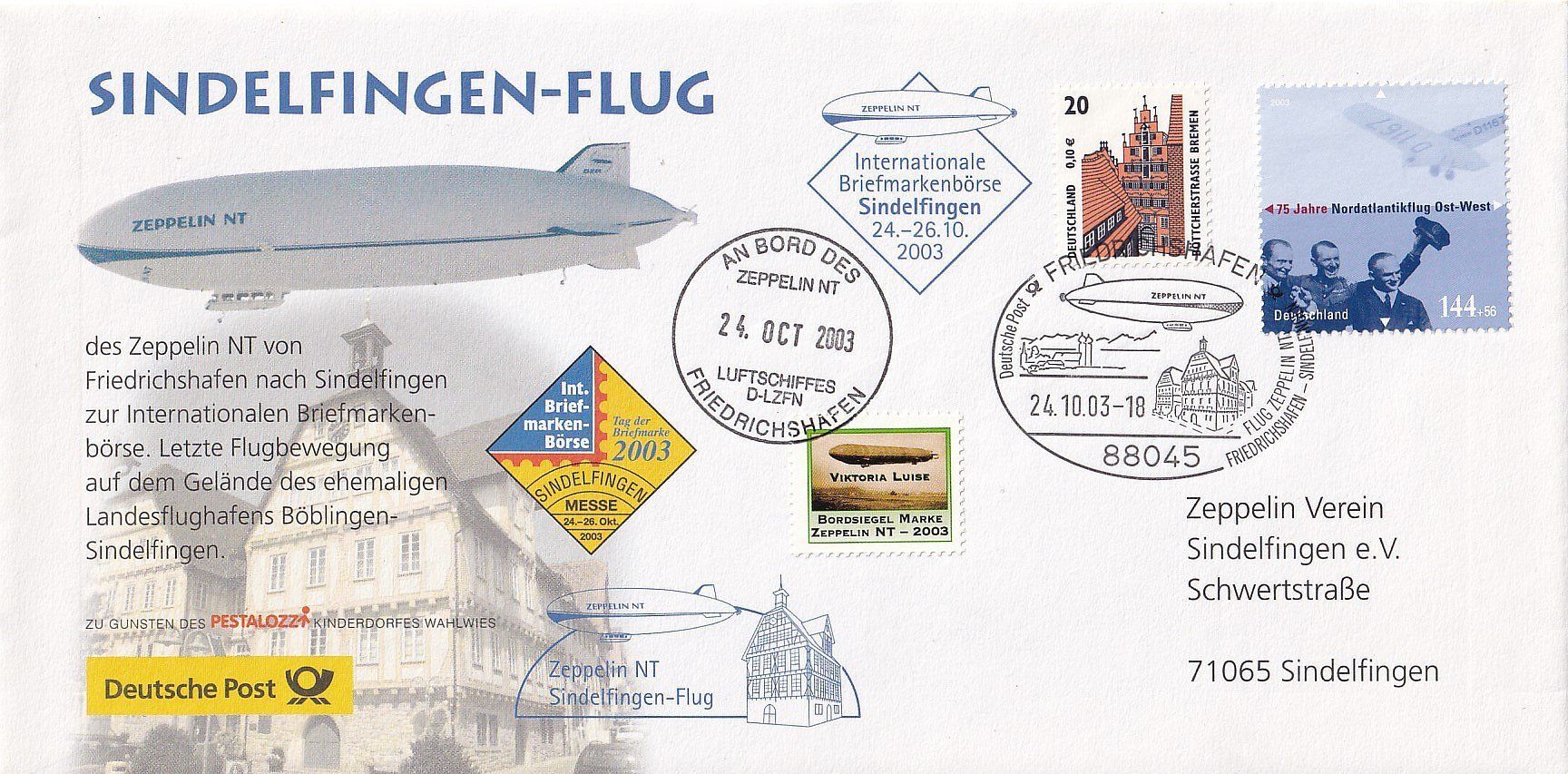 Tutti i francobolli: Zeppelin NT Sindelfingen-Flug 2003 – Usato da Baar venduto da Asmara111