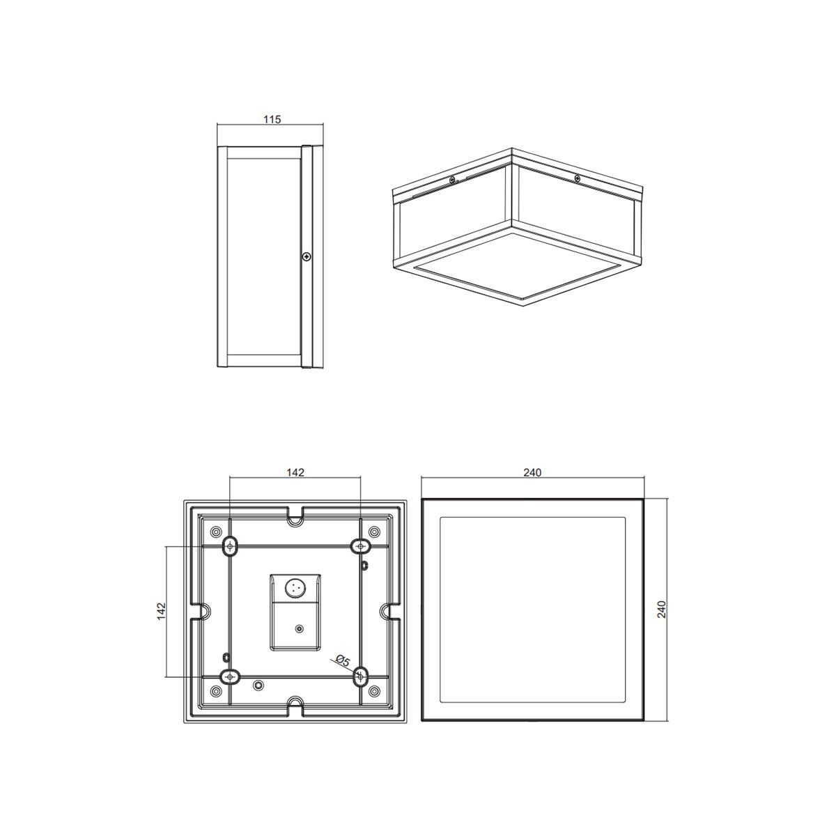 Lampadari & plafoniere: Decken Aussenleuchte, 24 cm x 24 cm – Nuovo (secondo la descrizione) da Kreuzlingen venduto da Smart-Light 3