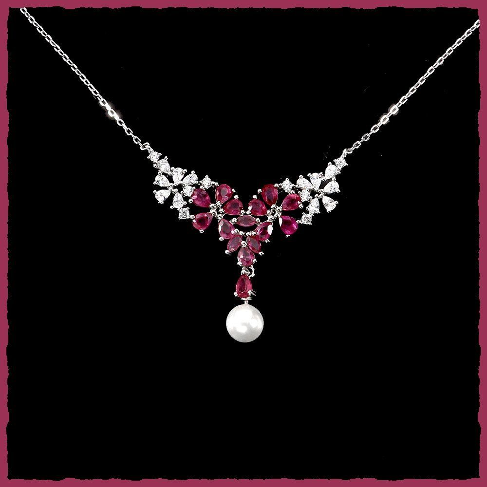 Catenine: RUBY / Rubin Collier 925 Silber ca. 43cm + 4.5cm – Nuovo e nell'imballaggio originale da Oberglatt ZH venduto da Goldfee1 1