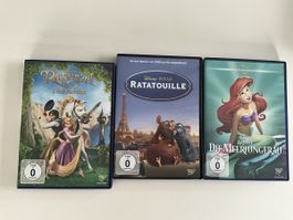 Disney 3 DVD, Rapunzel, Ratatouille, Arielle