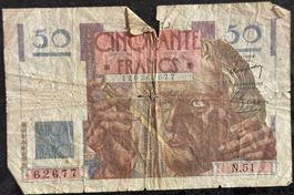 Alte 50 France - Note, Jahrgang 1946, Neptun Motiv!