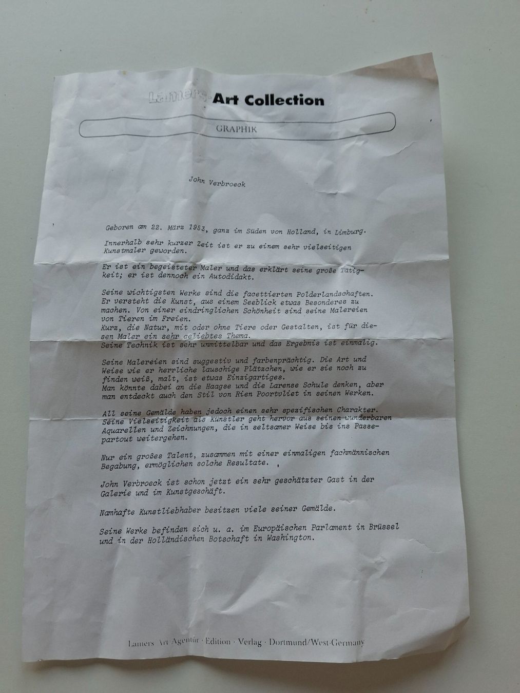 Dipinti: Kunstbild von John Verbroeck – Usato da Gunzgen venduto da nim_2ds9 4