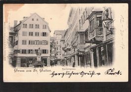 Gruss aus St.Gallen - Speisergasse ,gel. mit UPU 15.Vll.1900