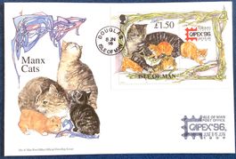 1996 Insel Man Manxkatzen - Block n. 25 I Capex 96 auf  FDC