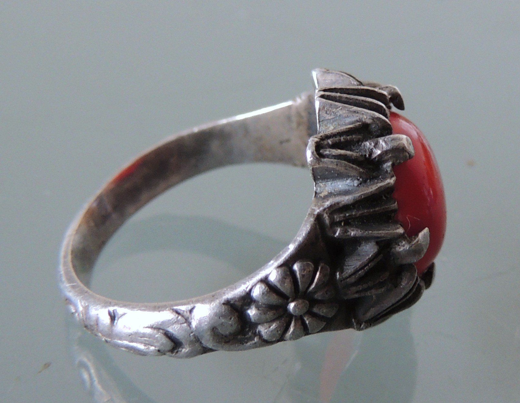Anelli: Silber 830 Fingerring mit einem Imitatstein aus Glas – Usato da Waldenburg venduto da schaller707 1