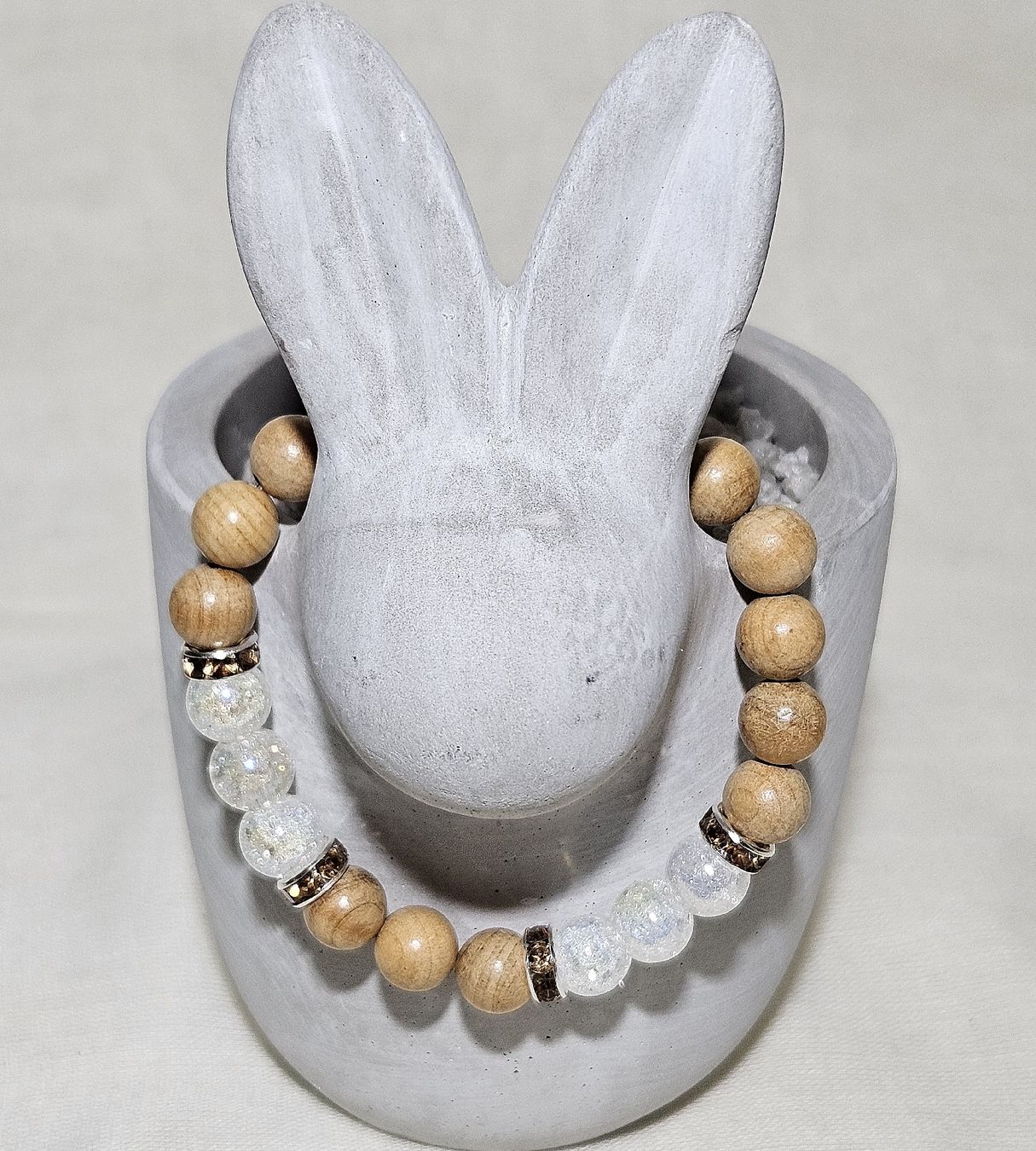 Bracciali & Braccialetti: beige Holz-Armk. mit Kristall - Spendenaktion – Nuovo (secondo la descrizione) da Unterkulm venduto da Nachtigall 1