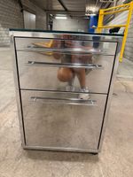 Rollcontainer Edelstahl Glasplatte gebraucht 3 Schubladen 45