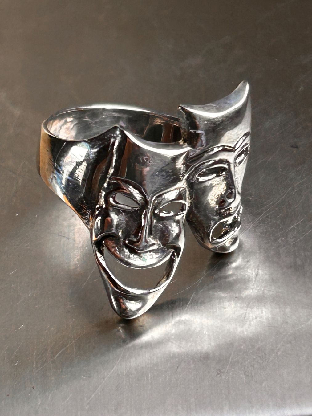 Anelli: Silber Ring, Theater Masken  (Grösse 63) – Usato da Dittingen venduto da Bellevista 7