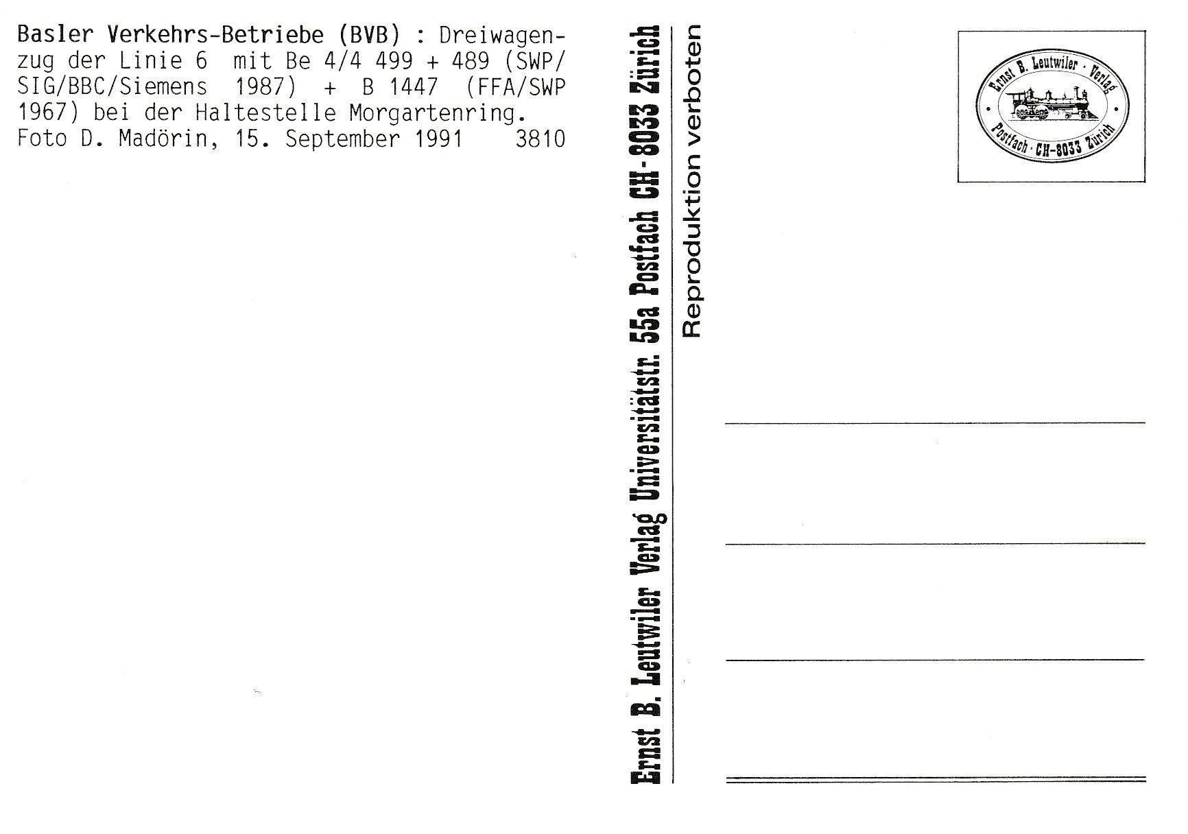 Cartoline postali: Strassenbahn Basel BVB Dreiwagenzug – Nuovo e nell'imballaggio originale da Ettingen venduto da Pantograph163 1