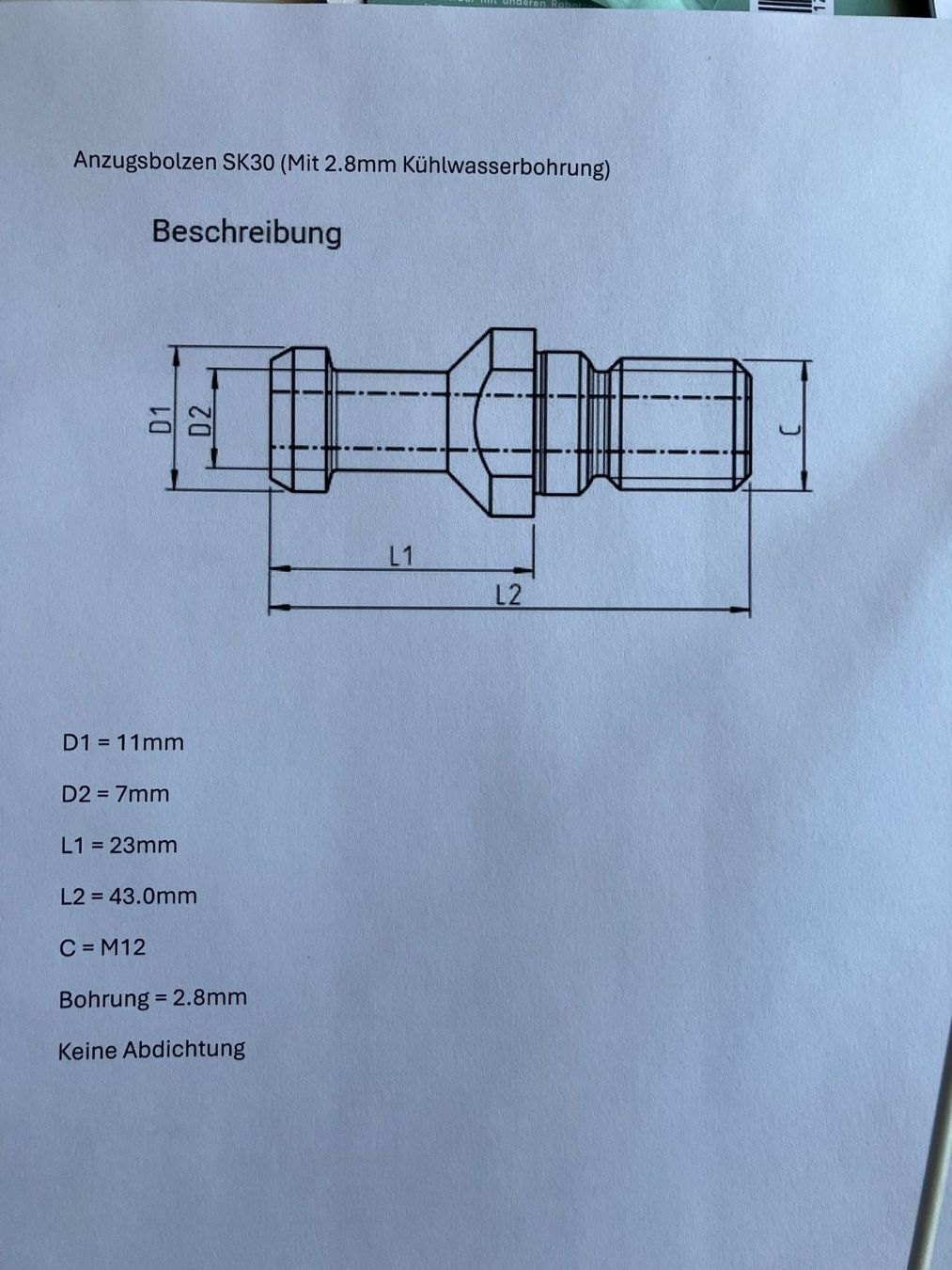 Tutti gli attrezzi: Anzugsbolzen ISO 7388-3 (BT30-30°) – Usato da Lenk im Simmental venduto da Jrg7410 1