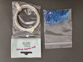 Bastelset Silberdraht & blauen Perlen für DIY-Schmuck
