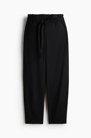 Pantalon noir barrel avec ceinture à nouer, taille 38