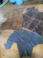 4 hochwertige Leder Häute XL - Nappa, Nobuck & Wildleder