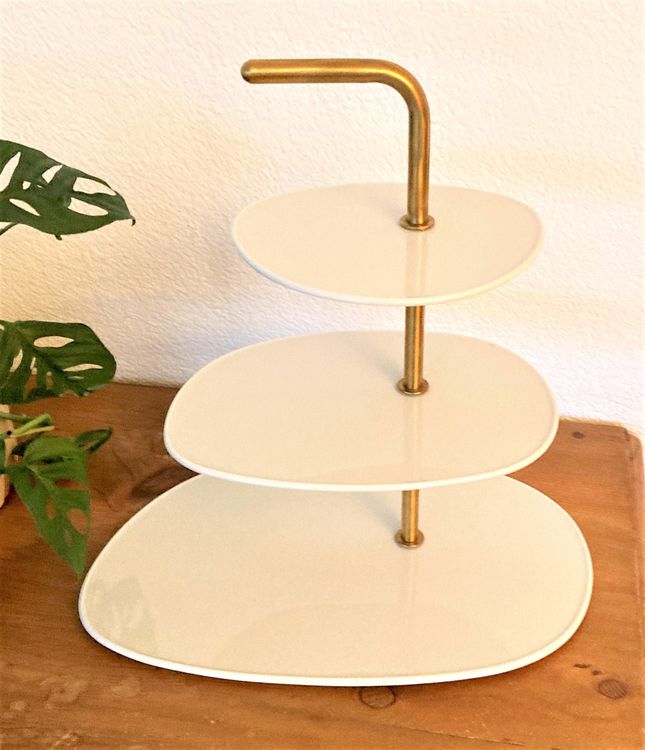 3-fach Etagère Porzellan weiss - Griff goldfarben IKEA