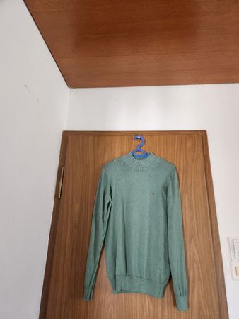 Pull Tommy Hilfiger col montant vert taille S coton
