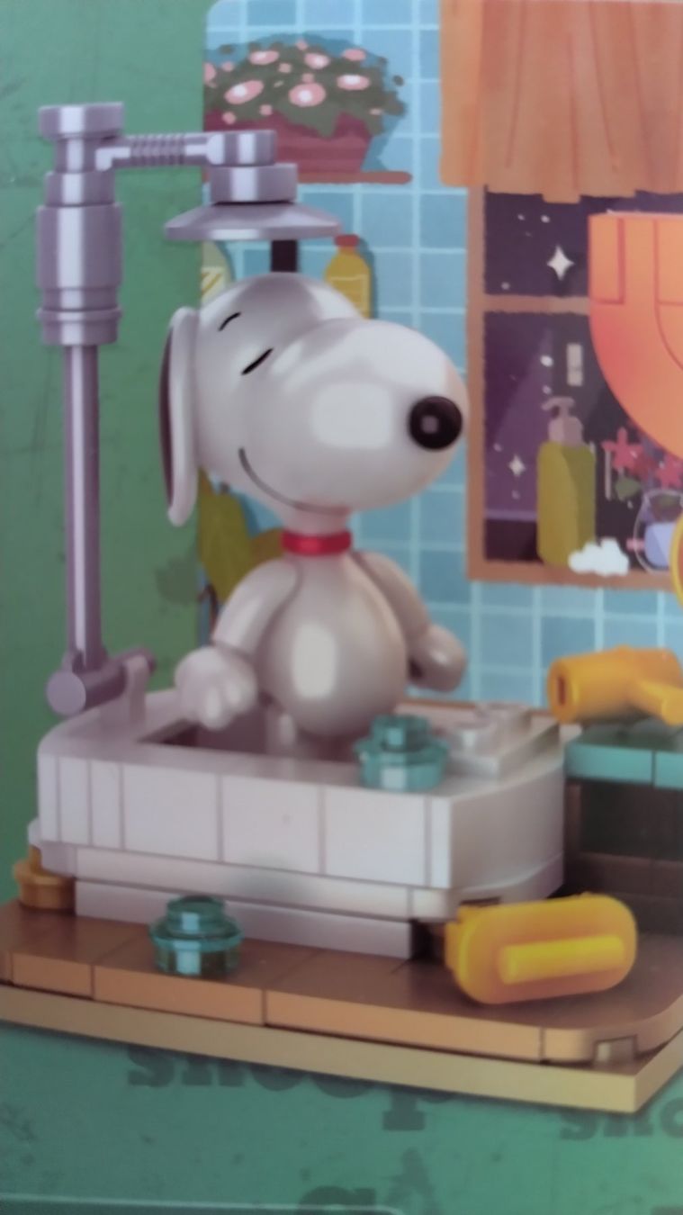 BlueBrixx Kit di costruzioni: Blue Brixx / Pro Peanuts Snoopy am Duschen -Bausatz / Neu – Nuovo e nell'imballaggio originale da Bellach venduto da JingleJerry