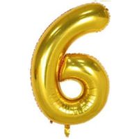 40" XL Metallic Zahlenballon Gold 6 - KOSTENLOSER VERSAND