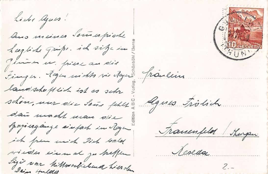 Cartoline postali: GRUSS aus GOLDIWIL 1948 – Usato da Winterthur venduto da SchatzchischtliWinti 1