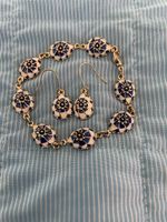Armband 20 cm mit Ohrhängern, emailliert/goldfarben