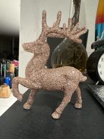 Glitter Reindeer Figurine Rose Gold Christmas Decoration