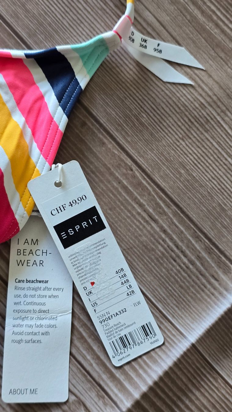 Esprit Costumi da bagno & Bikini: Esprit Bikini-Oberteil - 40 B - Bunt gestreift – Nuovo (secondo la descrizione) da Thalwil venduto da VitaMini 2