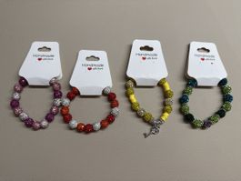 4 Armbänder mit Glitzerperlen handgefertigt neuwertig