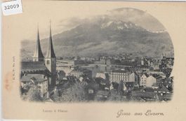 Gruss aus Luzern mit Pilatus - Litho