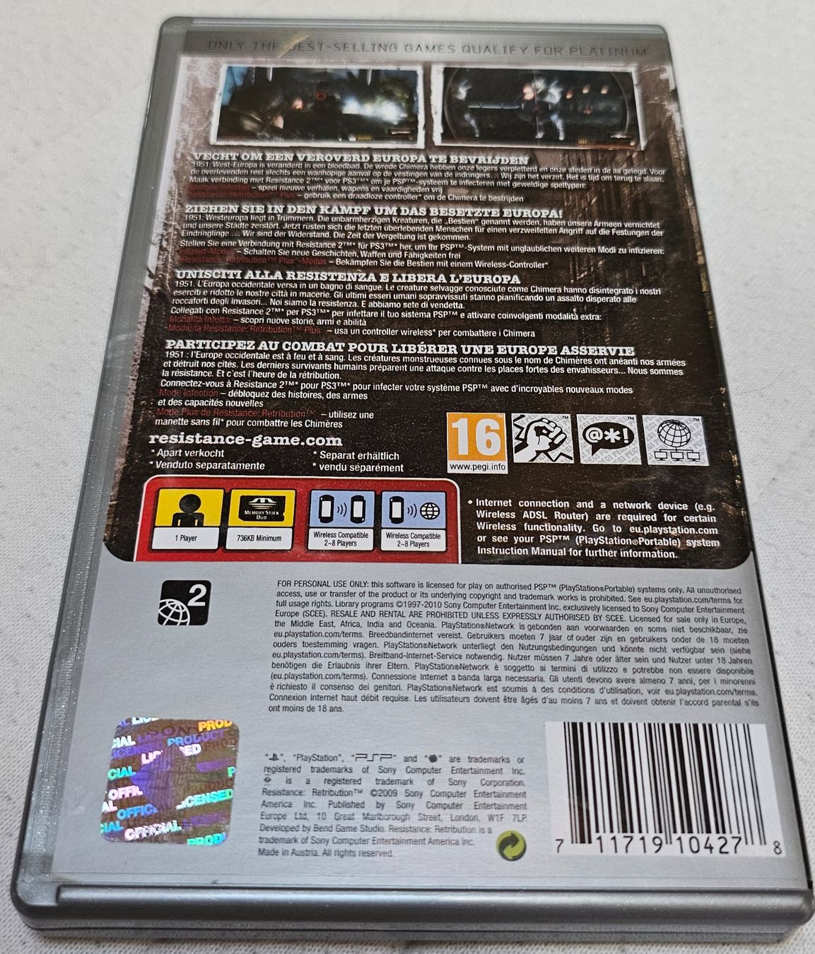 Sony Giochi: PSP Spiel - Resistance Retribution – Usato da La Garde venduto da The_Hammer76 1