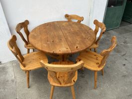 Brutalistischer vintage Tisch ausziehbar Holz