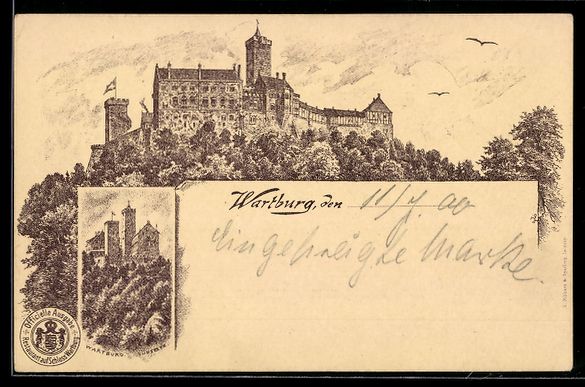 Cancelleria postale: Litho Wartburg, Gesamtansicht und Blick  – Usato da Berlin venduto da bartko-reher