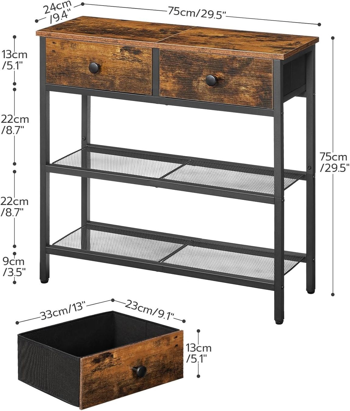 Tavoli: Konsolentisch schmal mit Schubladen, schmaler Flurtisch 75cm – Nuovo e nell'imballaggio originale da Affoltern am Albis venduto da scrapbooking 2