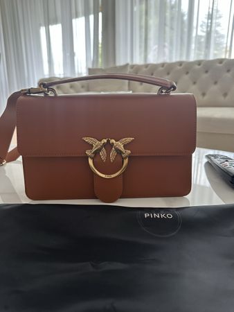 Pinko Tasche Leder braun 30cm guter Zustand
