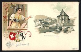 Litho Appenzell, Partie an der Kirche, A