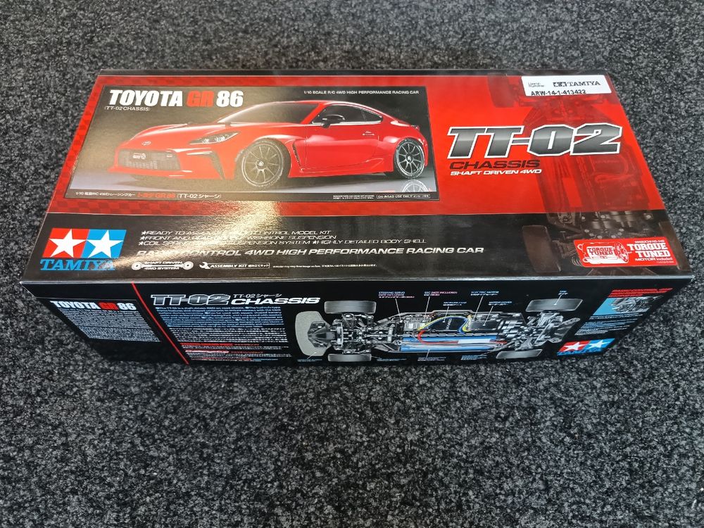 Voiture RC Tamiya 1/10 Toyota GR 86 TT-02 - Châssis Expert, Construite, Prête à Rouler
