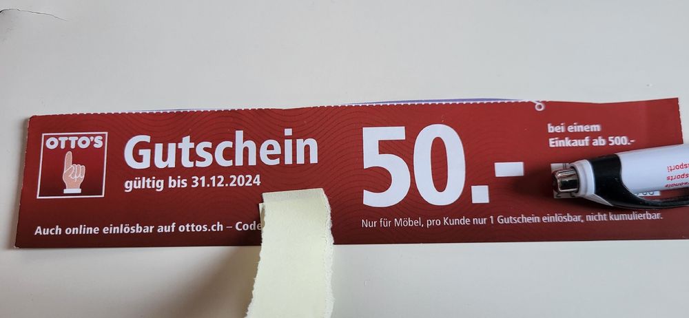 Otto's Gutschein 50. CHF Möbel bis 31.12.24 Kaufen auf Ricardo