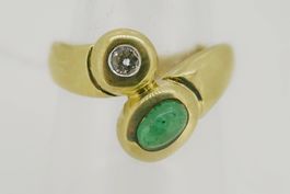 Schöner Brillant Smaragd Ring  14 kt. Ringgr. 59
