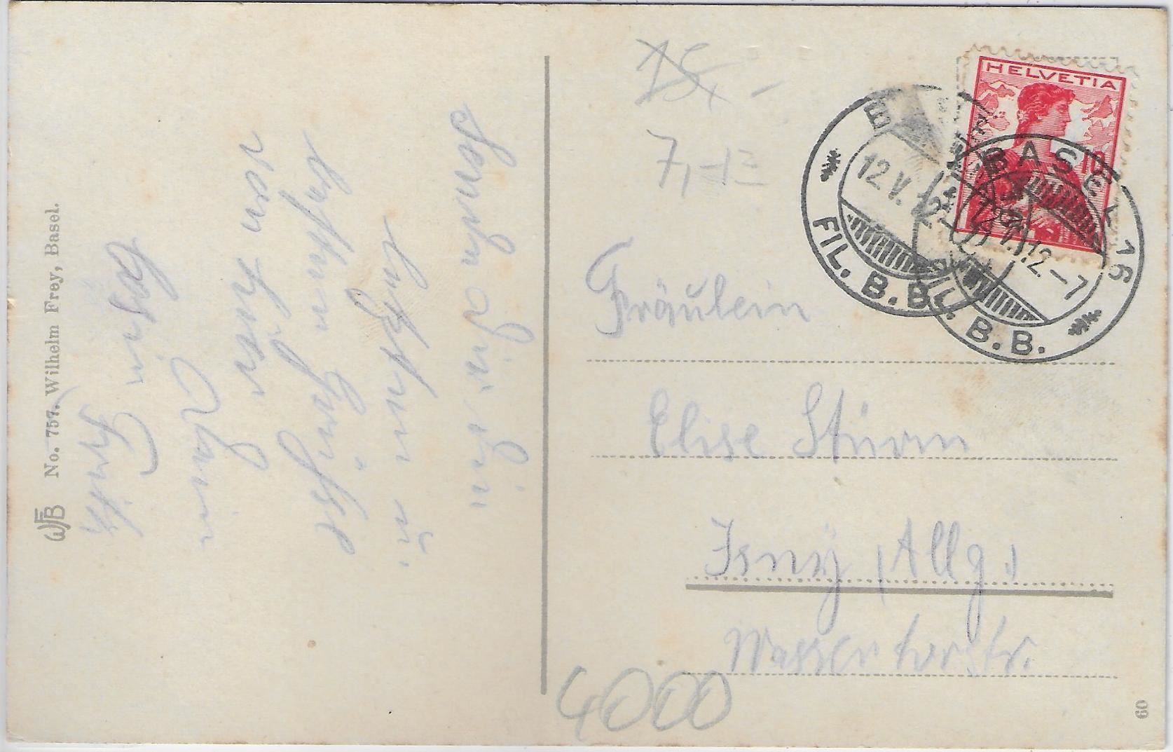 Cartoline postali: Basel Postgebäude an der Zentralbahn- – Usato da Ettingen venduto da Kartenplanet 1