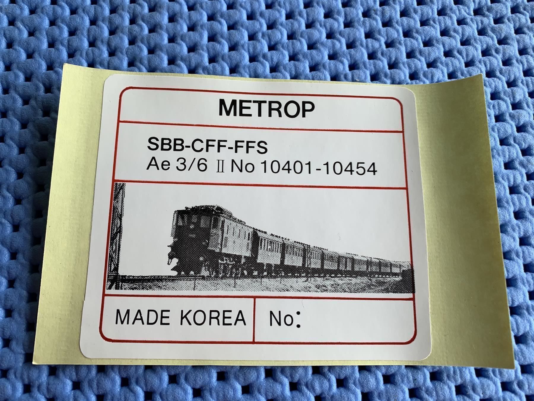 Metropolitan Modelleisenbahnen: Metrop Etiquette Ae 3/6" 10401 - 10454 – Neu und originalverpackt aus Hauterive NE von eriamch