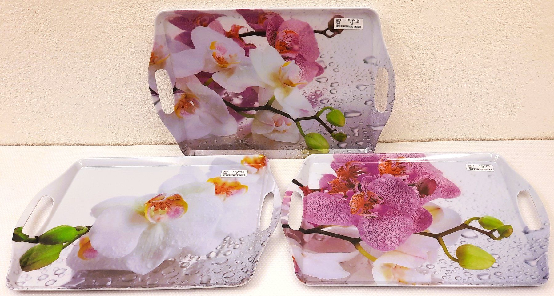 Piatti di portata: 3 STK Servier Tablett EXELLENT HOUSWARE mit Orchideenmotiven – Nuovo (secondo la descrizione) da Kleindöttingen venduto da Loorev