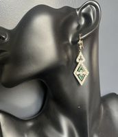 Vintage Art-Deco Ohrringe – Strass & grüne Steine – Silber