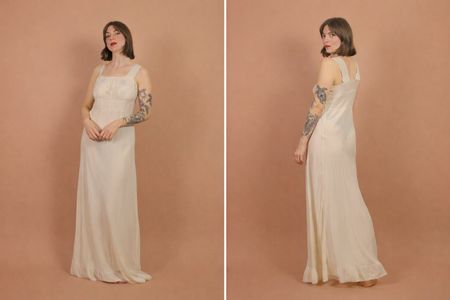 1940s White Silk Nightgown - Size S
