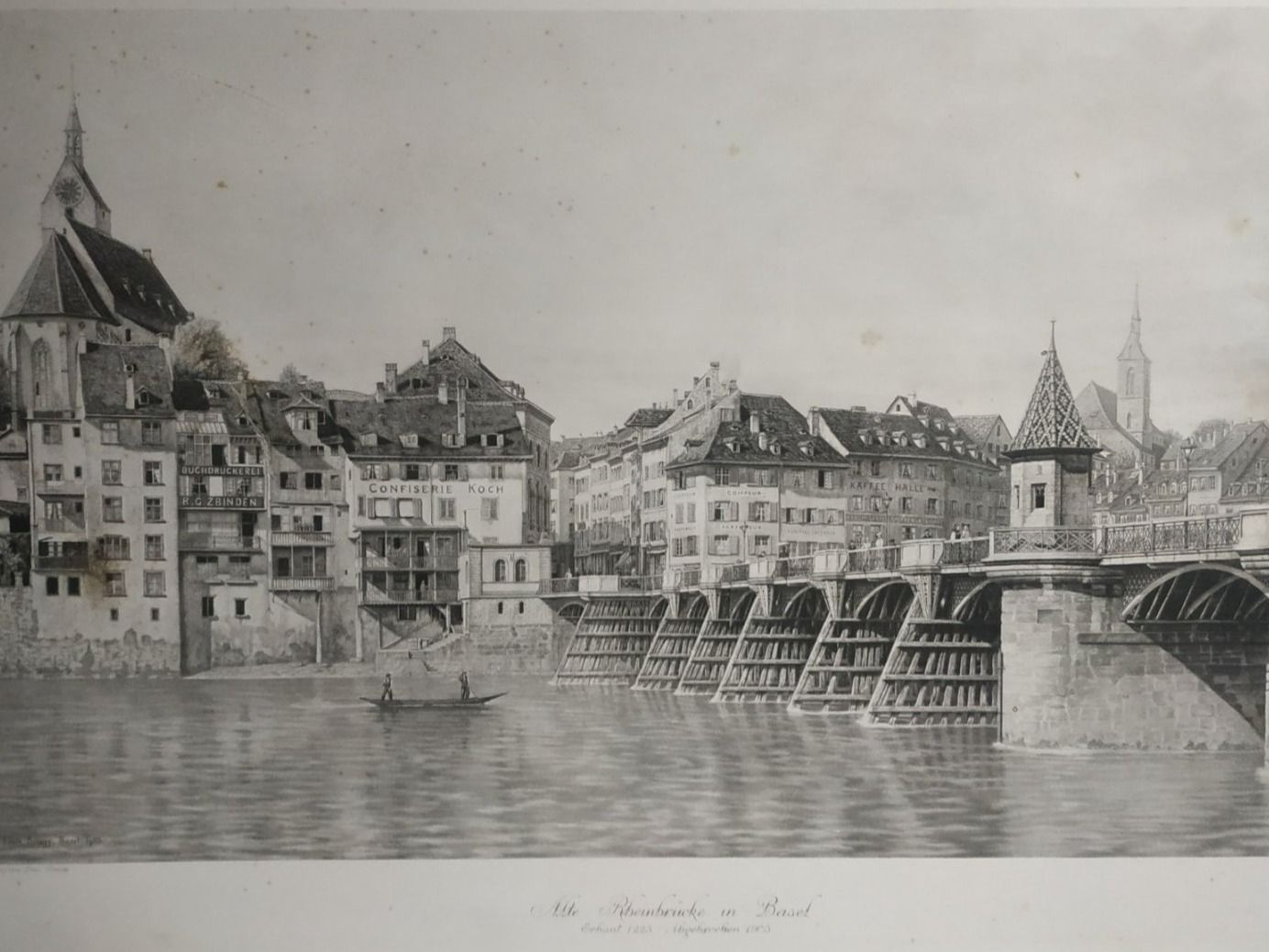 Incisioni: Basel - ""Alte Rheinbrücke in Basel" - 1903 – Usato da Sorengo venduto da 74in 1