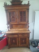 Antikes Sekretär mit Schnitzereien, massives Holz, Vintage 