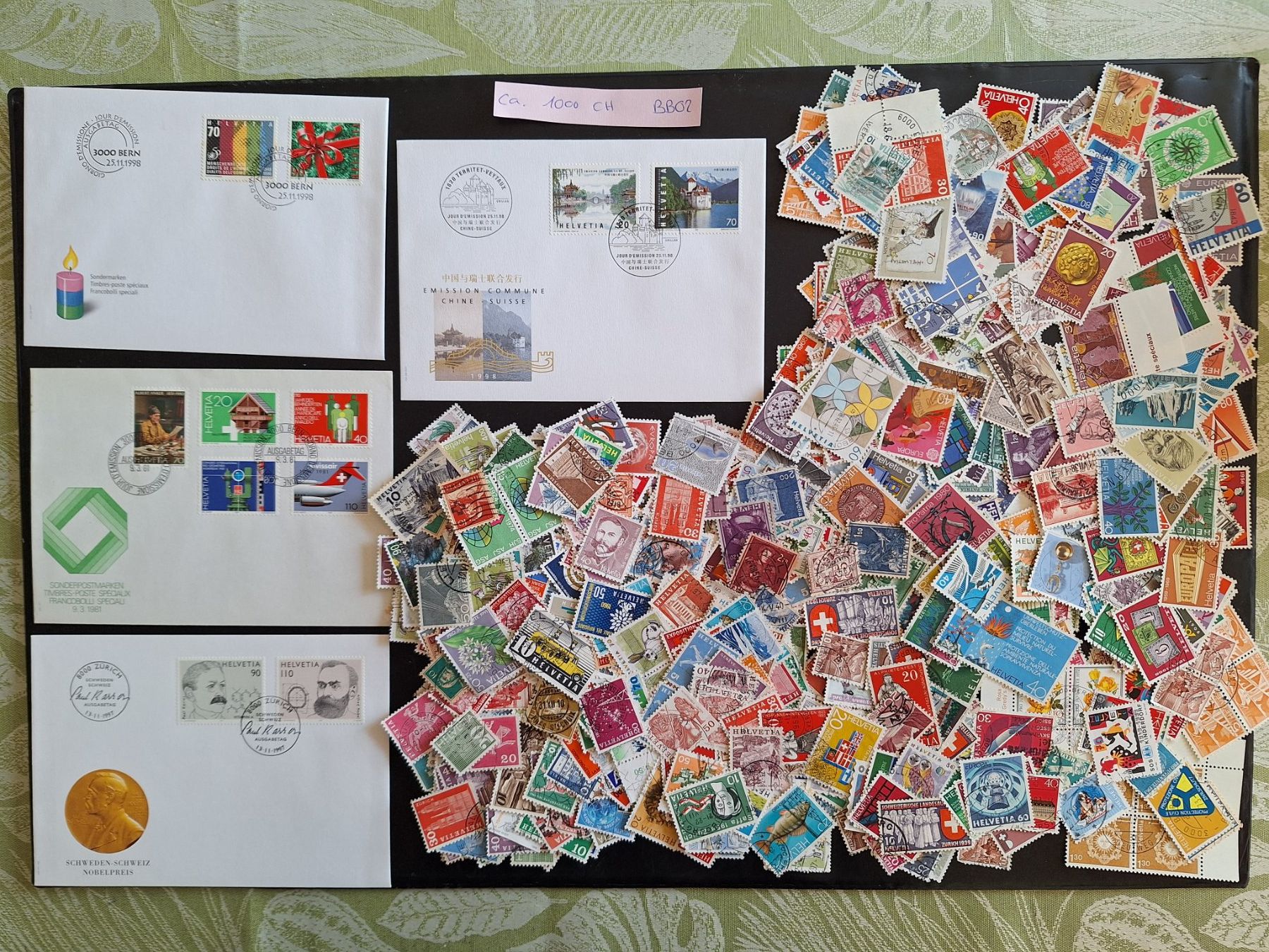 Alle Briefmarken: CH- ca. 1000 und 4 Briefe dazu (BB02) – Gebraucht aus Genolier von Antoine30