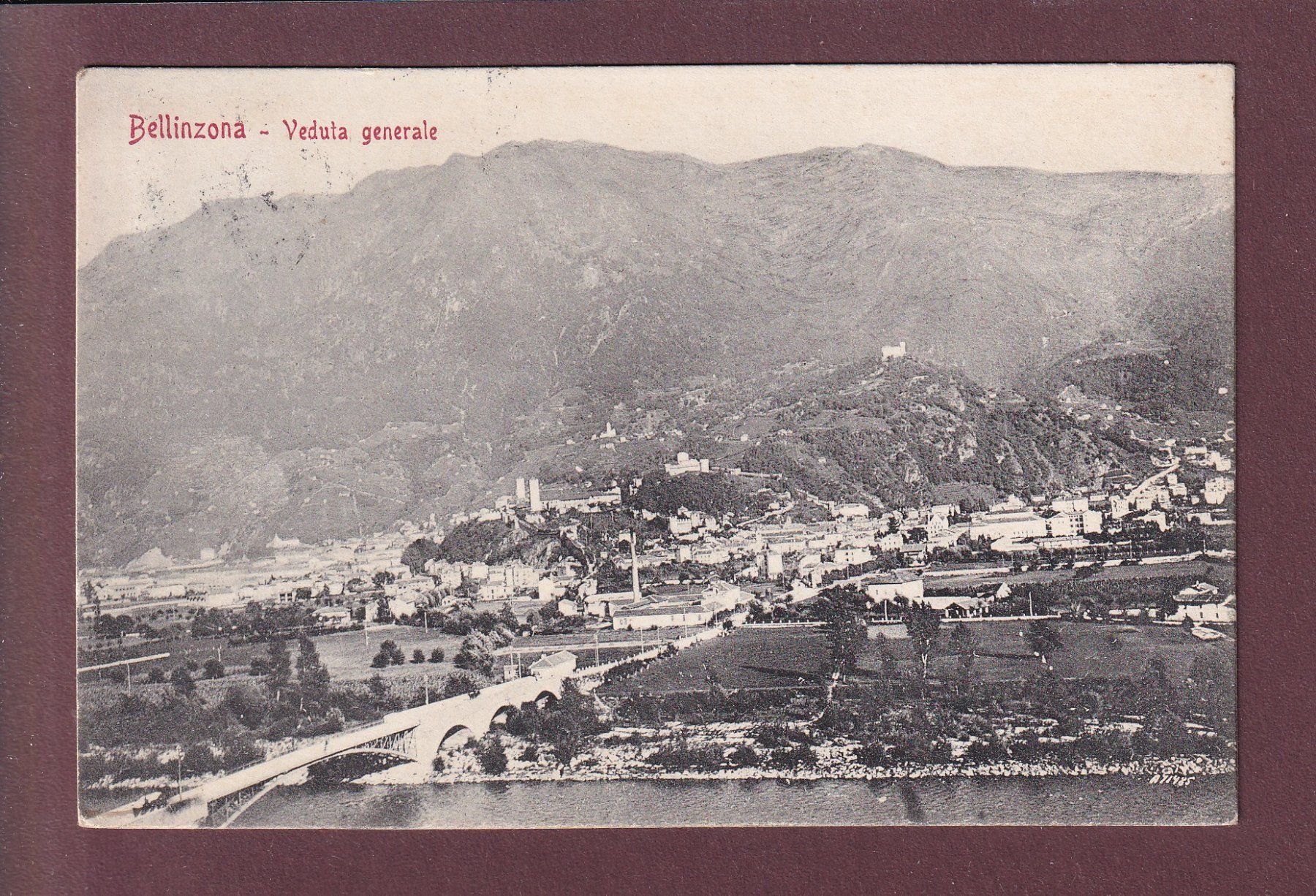 Cartoline postali: BELLINZONA - Veduta generale - 1916 Bahnpost – Usato da Pully venduto da nicecards