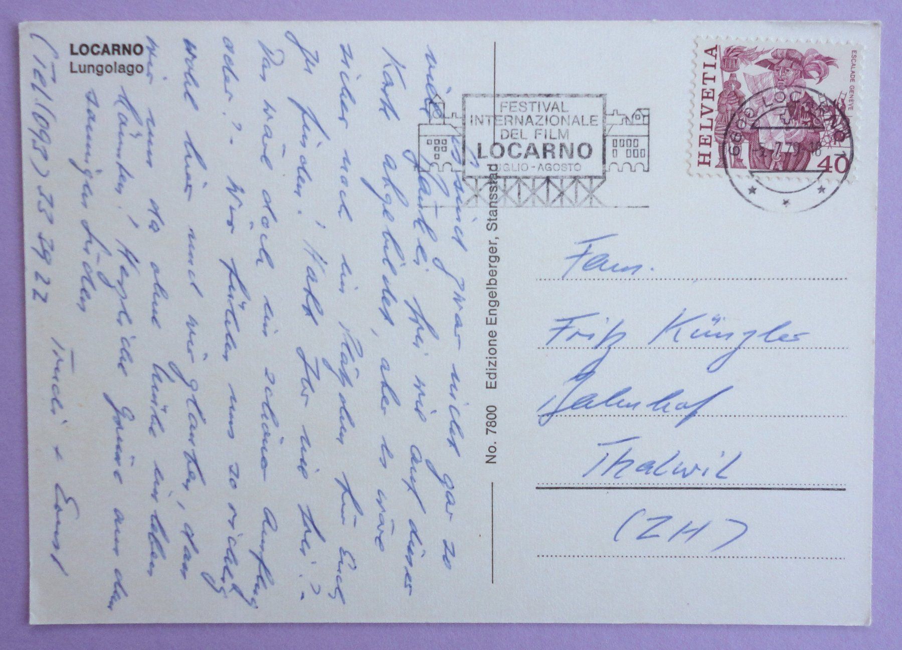 Cartoline postali: Locarno - Lungolago – Usato da Fétigny venduto da Billy2miny 1